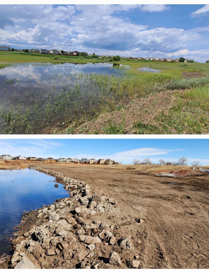 rentention pond before and after